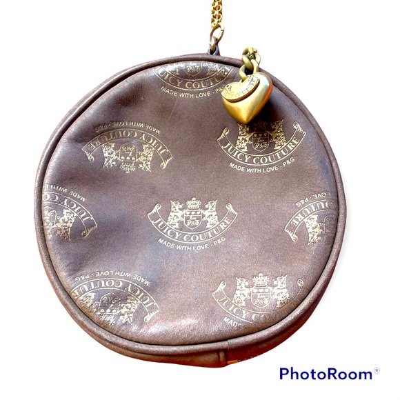 Juicy Couture Mini Round Logo Bag With Heart Charm Chain and Rhinestone strap - Picture 1 of 10